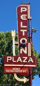 Pelton Plaza sign