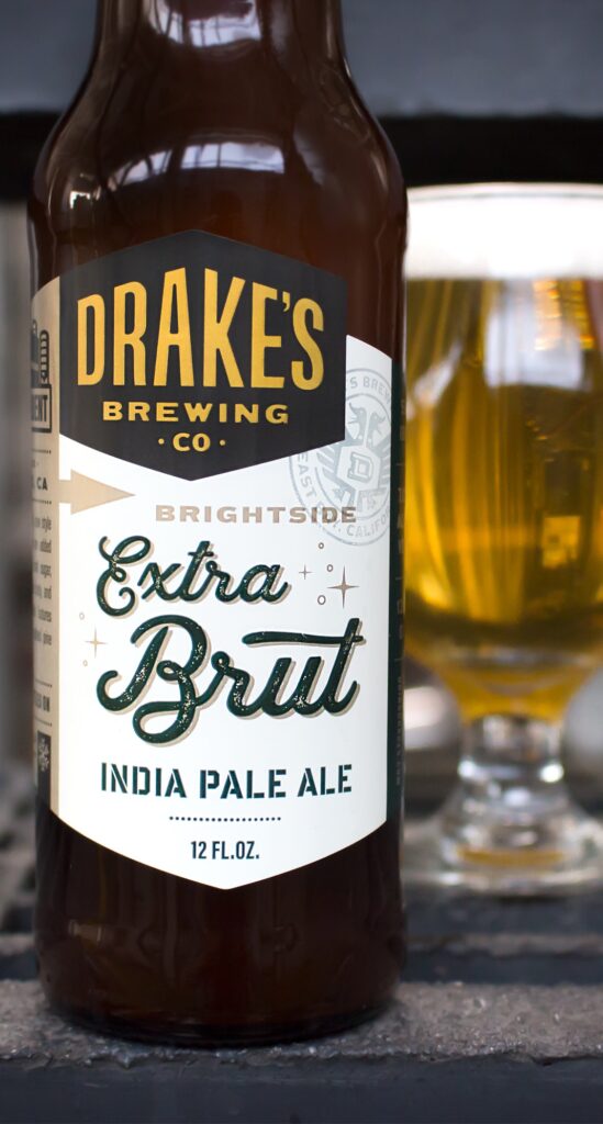 Bottle of Drake's Brewing Co. Extra Brut India Pale Ale.